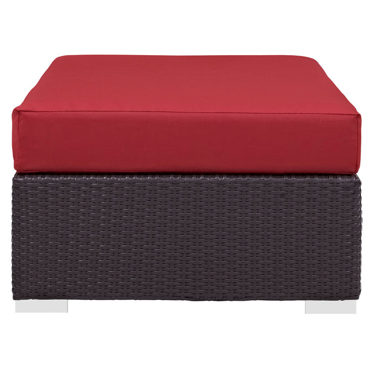 Convene Outdoor Patio Fabric Rectangle Ottoman - Espresso Red