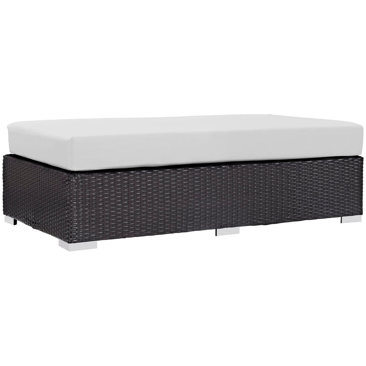 Convene Outdoor Patio Fabric Rectangle Ottoman - Espresso White
