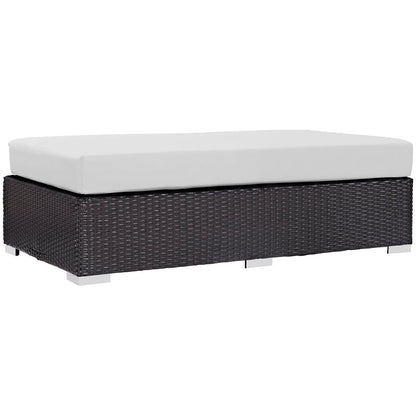 Convene Outdoor Patio Fabric Rectangle Ottoman - Espresso White