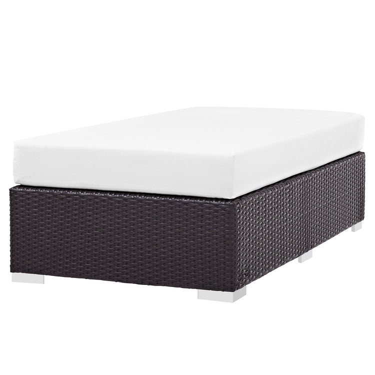 Convene Outdoor Patio Fabric Rectangle Ottoman - Espresso White