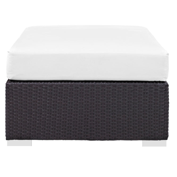 Convene Outdoor Patio Fabric Rectangle Ottoman - Espresso White