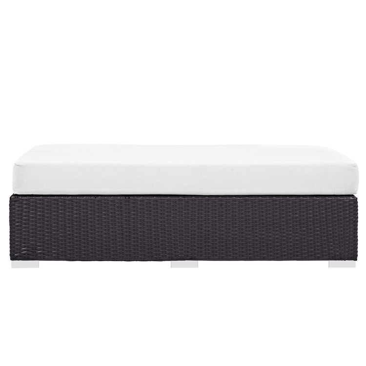 Convene Outdoor Patio Fabric Rectangle Ottoman - Espresso White