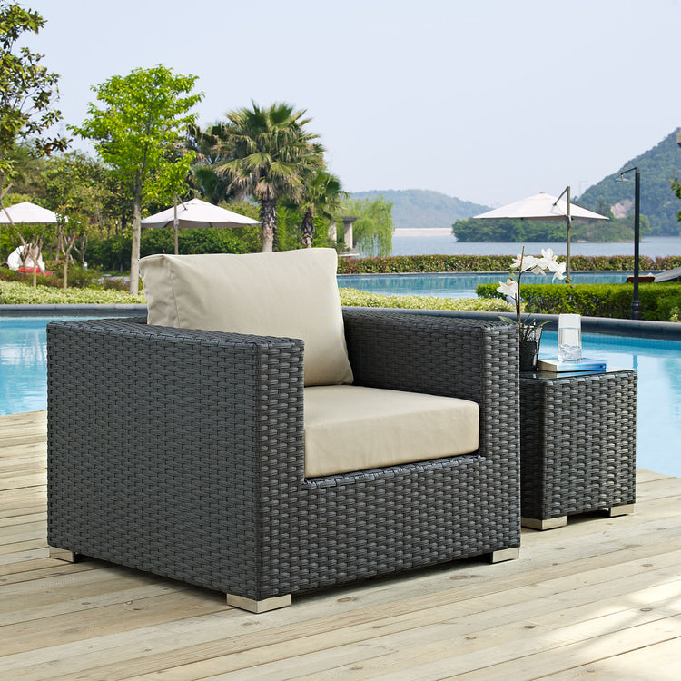 Sojourn Outdoor Patio Sunbrella® Armchair - Canvas Antique Beige