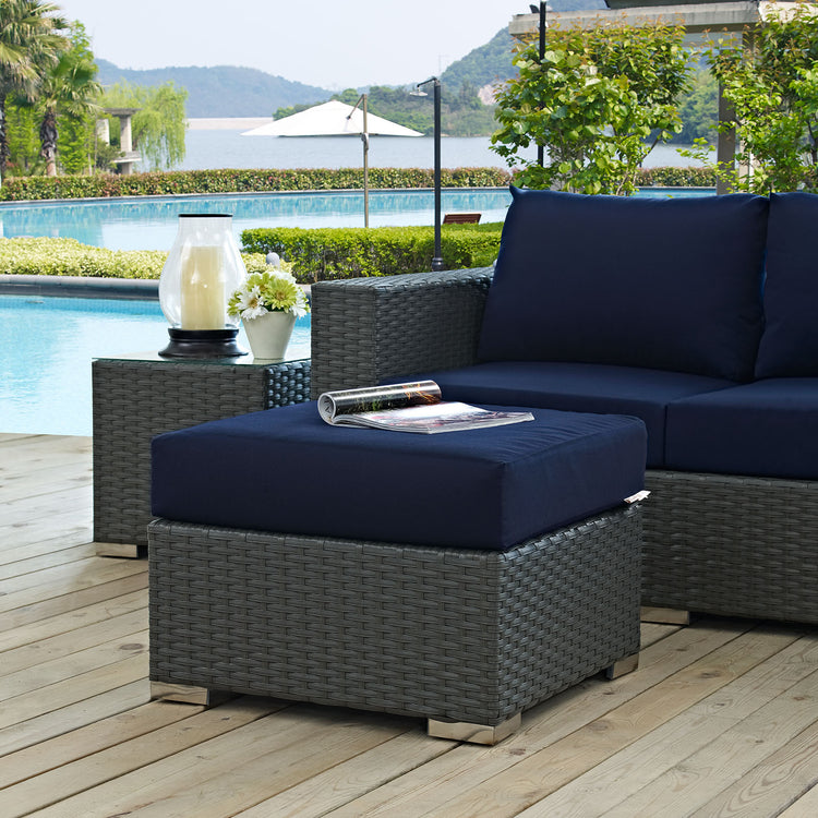 Sojourn Outdoor Patio Sunbrella® Ottoman - Canvas Navy