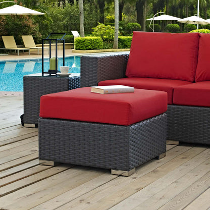 Sojourn Outdoor Patio Sunbrella® Ottoman - Canvas Red