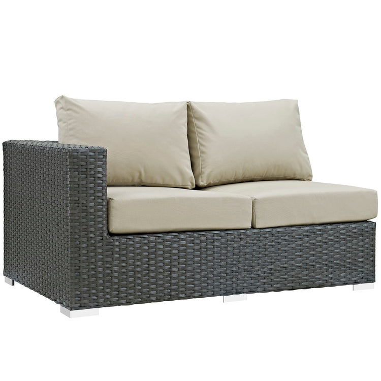 Sojourn Outdoor Patio Sunbrella® Left Arm Loveseat - Canvas Antique Beige