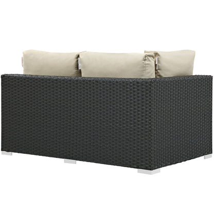 Sojourn Outdoor Patio Sunbrella® Left Arm Loveseat - Canvas Antique Beige