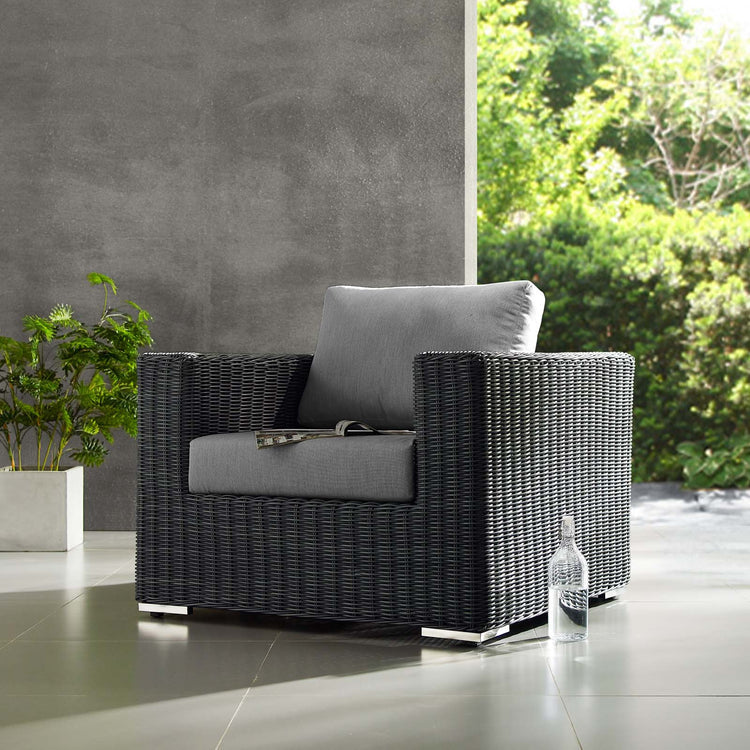 Summon Outdoor Patio Fabric Sunbrella® Armchair - Canvas Gray