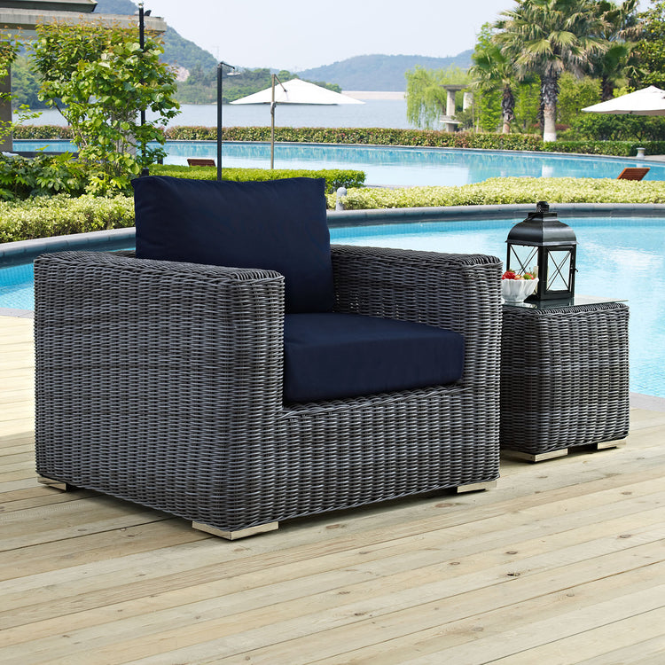 Summon Outdoor Patio Fabric Sunbrella® Armchair - Canvas Navy