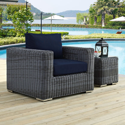 Summon Outdoor Patio Fabric Sunbrella® Armchair - Canvas Navy
