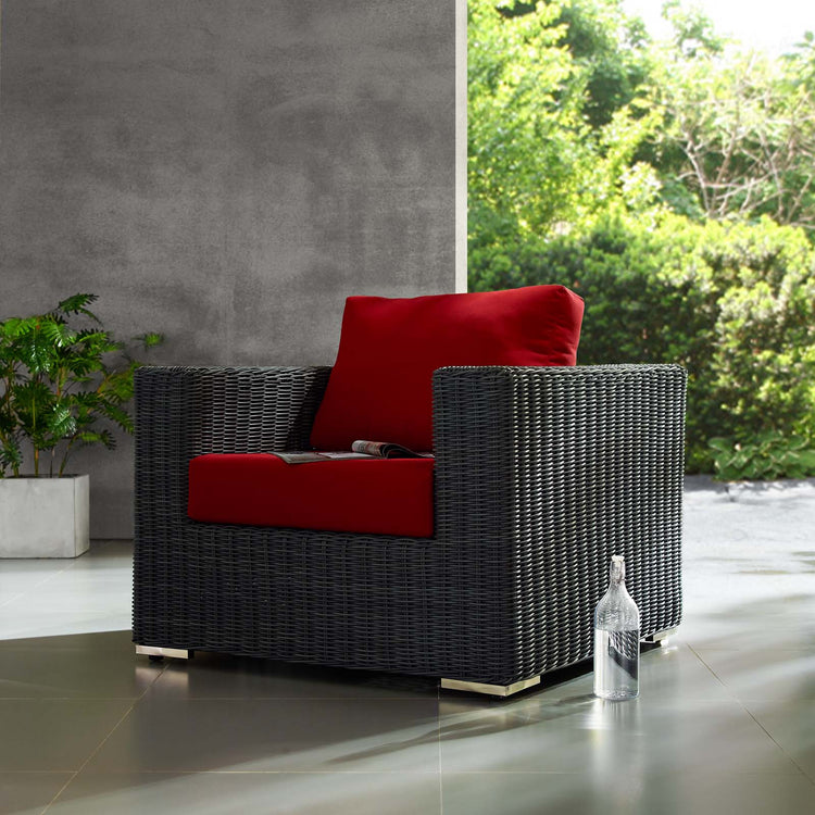 Summon Outdoor Patio Fabric Sunbrella® Armchair - Canvas Red