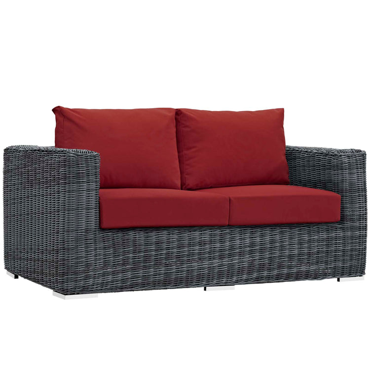Summon Outdoor Patio Sunbrella® Loveseat - Canvas Red
