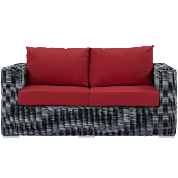 Summon Outdoor Patio Sunbrella® Loveseat - Canvas Red
