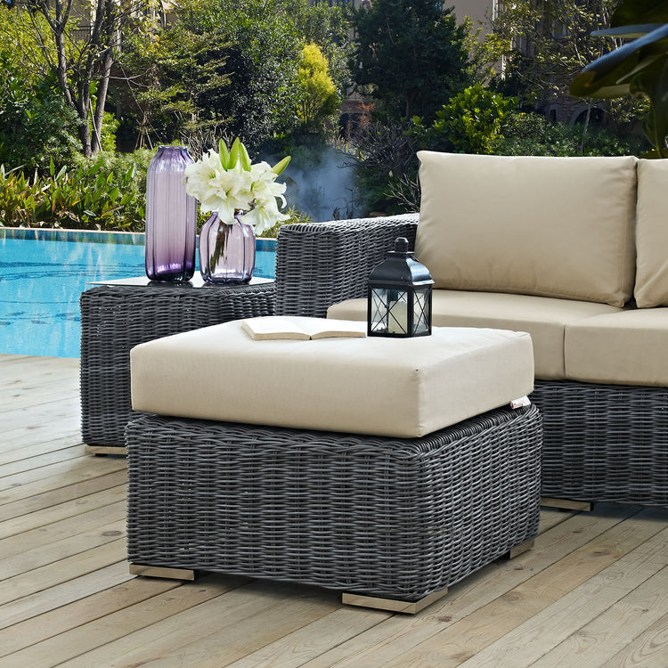 Summon Outdoor Patio Sunbrella® Ottoman - Canvas Antique Beige