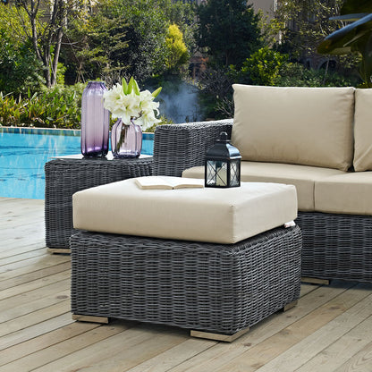 Summon Outdoor Patio Sunbrella® Ottoman - Canvas Antique Beige