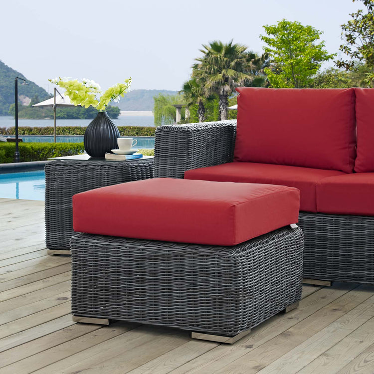 Summon Outdoor Patio Sunbrella® Ottoman - Canvas Red