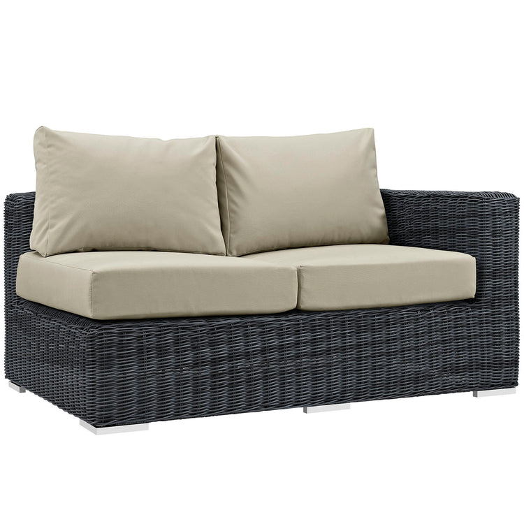 Summon Outdoor Patio Sunbrella® Right Arm Loveseat - Canvas Antique Beige