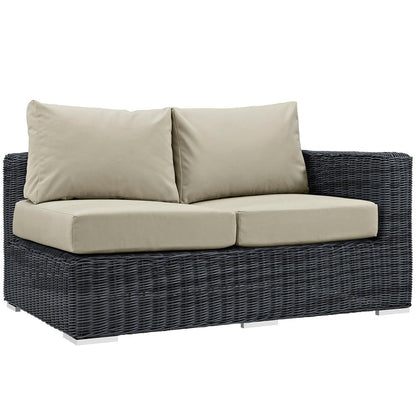 Summon Outdoor Patio Sunbrella® Right Arm Loveseat - Canvas Antique Beige