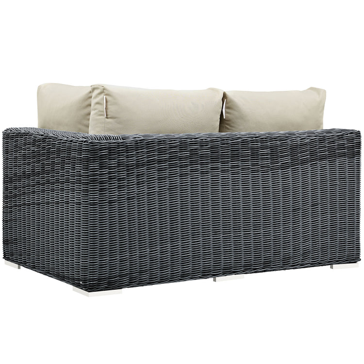 Summon Outdoor Patio Sunbrella® Right Arm Loveseat - Canvas Antique Beige