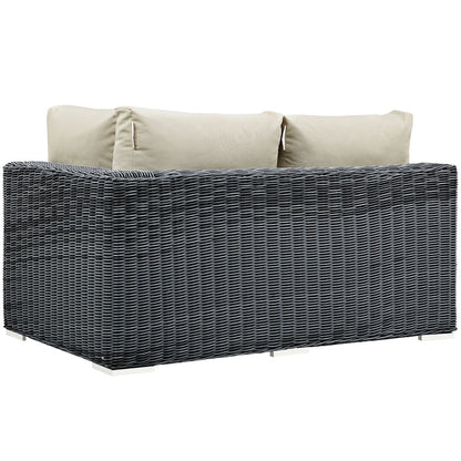 Summon Outdoor Patio Sunbrella® Right Arm Loveseat - Canvas Antique Beige