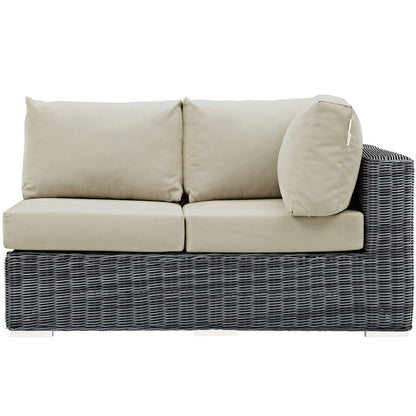 Summon Outdoor Patio Sunbrella® Right Arm Loveseat - Canvas Antique Beige