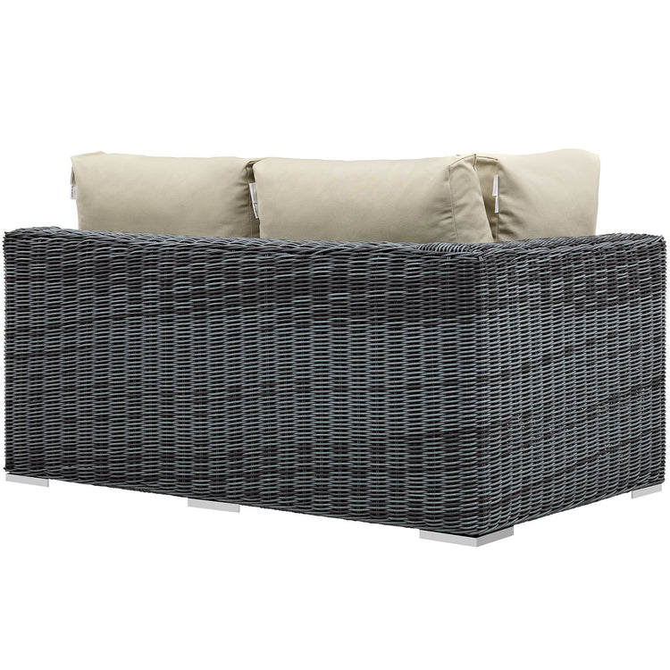 Summon Outdoor Patio Sunbrella® Left Arm Loveseat - Canvas Antique Beige