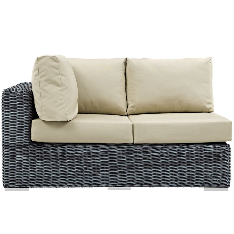 Summon Outdoor Patio Sunbrella® Left Arm Loveseat - Canvas Antique Beige