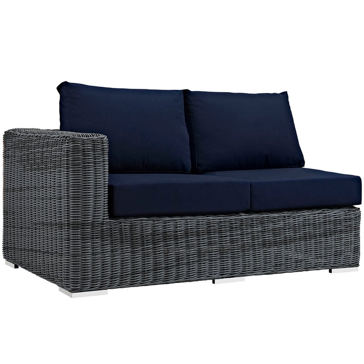 Summon Outdoor Patio Sunbrella® Left Arm Loveseat - Canvas Navy