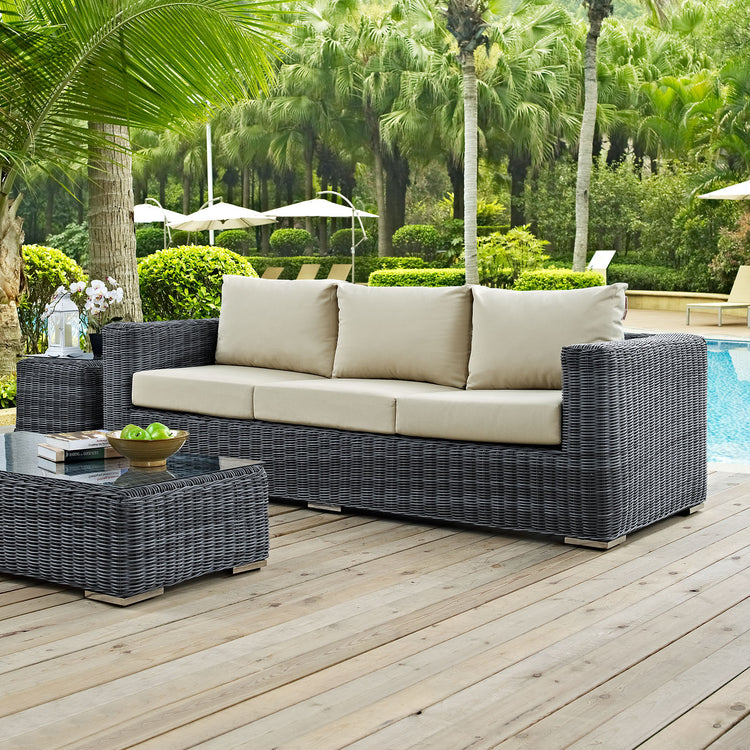 Summon Outdoor Patio Sunbrella® Sofa - Canvas Antique Beige