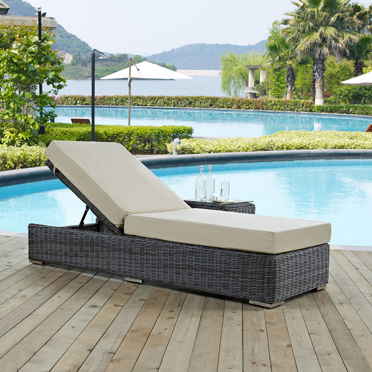 Summon Outdoor Patio Sunbrella® Chaise Lounge - Canvas Antique Beige