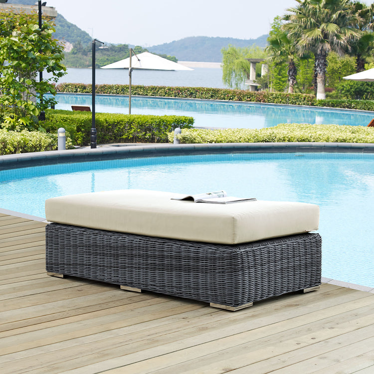 Summon Outdoor Patio Sunbrella® Rectangle Ottoman - Canvas Antique Beige