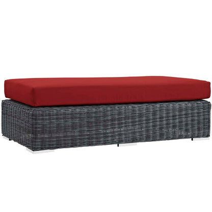 Summon Outdoor Patio Sunbrella® Rectangle Ottoman - Canvas Red