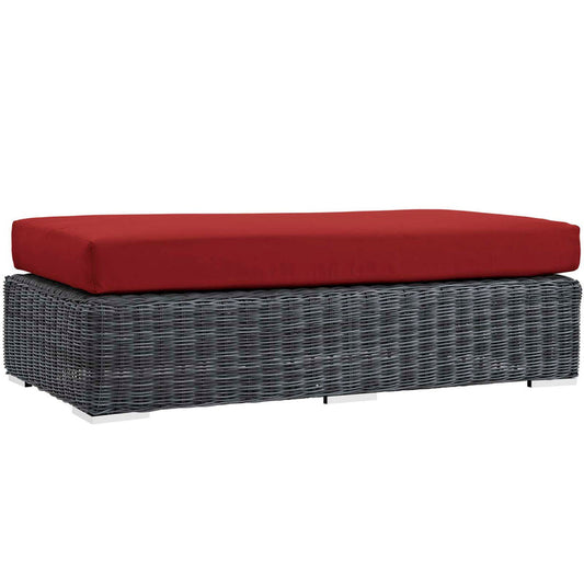 Summon Outdoor Patio Sunbrella® Rectangle Ottoman - Canvas Red