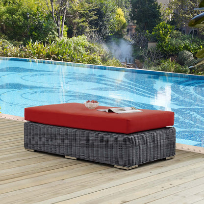 Summon Outdoor Patio Sunbrella® Rectangle Ottoman - Canvas Red