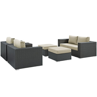 Sojourn 5 Piece Outdoor Patio Sunbrella® Sectional Set - Default Title