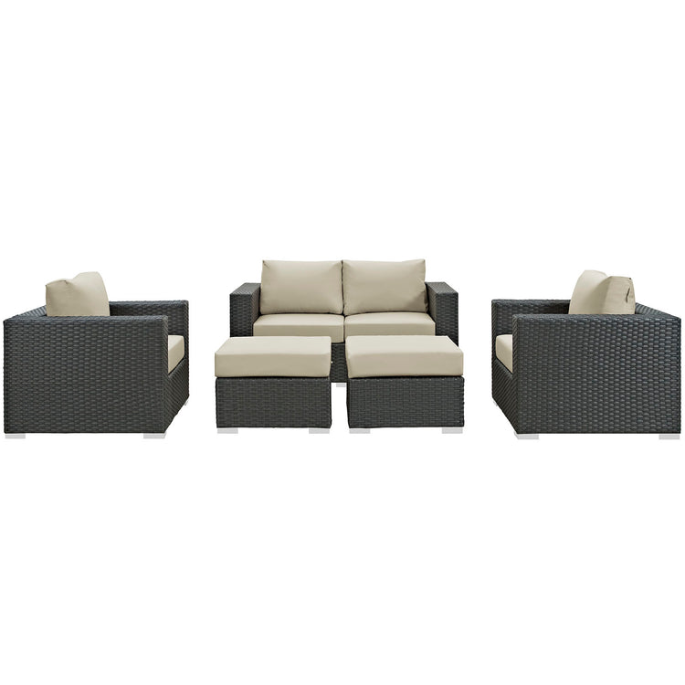 Sojourn 5 Piece Outdoor Patio Sunbrella® Sectional Set - Default Title