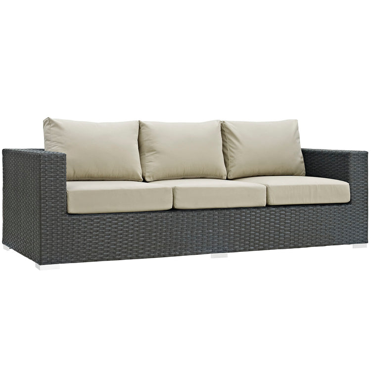 Sojourn 3 Piece Outdoor Patio Sunbrella® Sectional Set - Canvas Antique Beige