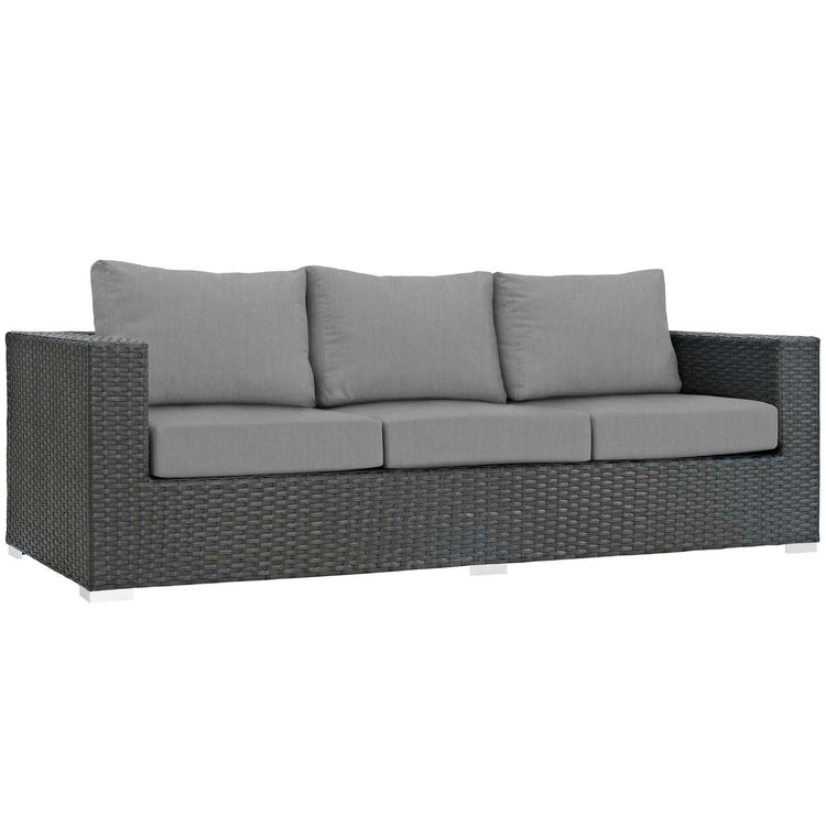 Sojourn 3 Piece Outdoor Patio Sunbrella® Sectional Set - Canvas Gray