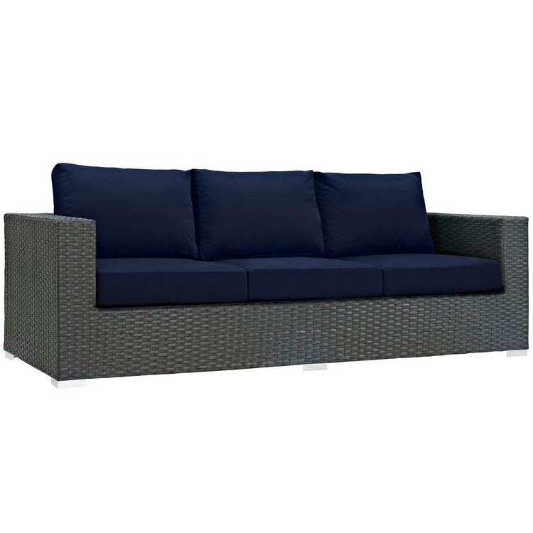 Sojourn 3 Piece Outdoor Patio Sunbrella® Sectional Set - Canvas Navy