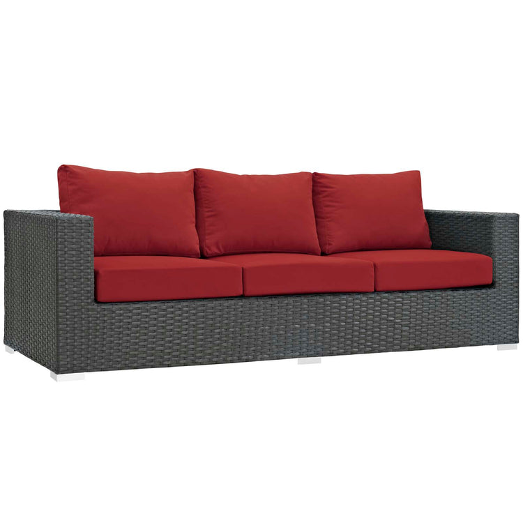 Sojourn 3 Piece Outdoor Patio Sunbrella® Sectional Set - Canvas Red