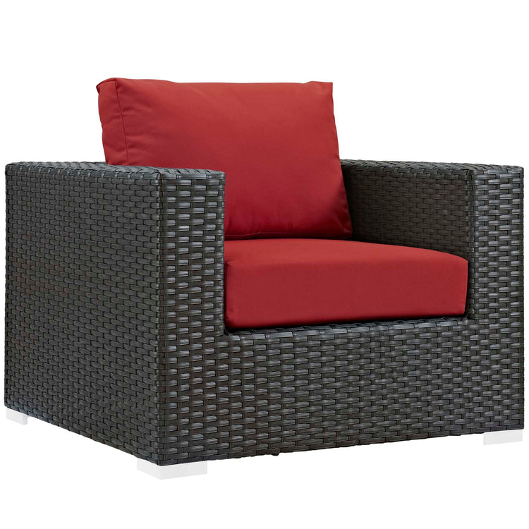Sojourn 3 Piece Outdoor Patio Sunbrella® Sectional Set - Canvas Red