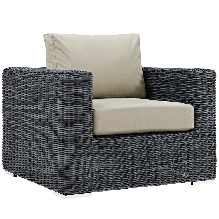 Summon 5 Piece Outdoor Patio Sunbrella® Sectional Set - Canvas Antique Beige