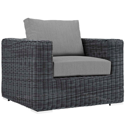 Summon 5 Piece Outdoor Patio Sunbrella® Sectional Set - Canvas Gray