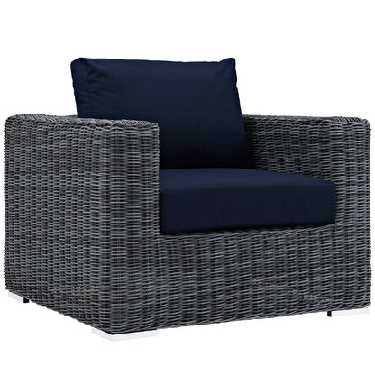 Summon 5 Piece Outdoor Patio Sunbrella® Sectional Set - Canvas Navy