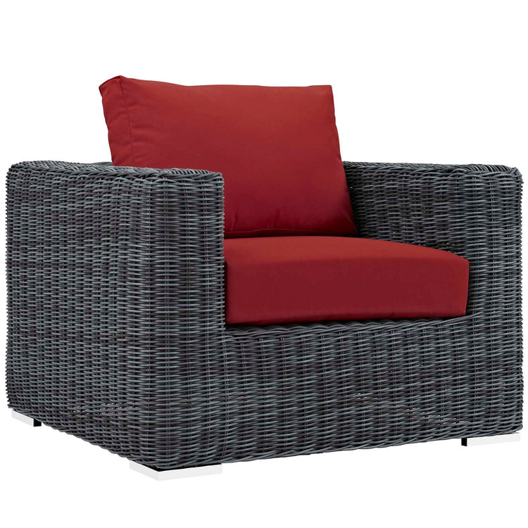Summon 5 Piece Outdoor Patio Sunbrella® Sectional Set - Canvas Red