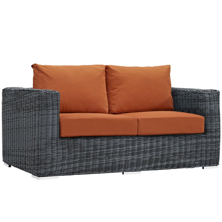 Summon 5 Piece Outdoor Patio Sunbrella® Sectional Set - Canvas Tuscan