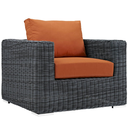 Summon 5 Piece Outdoor Patio Sunbrella® Sectional Set - Canvas Tuscan