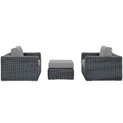 Summon 3 Piece Outdoor Patio Sunbrella® Sectional Set - Canvas Gray