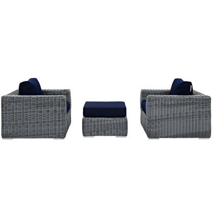 Summon 3 Piece Outdoor Patio Sunbrella® Sectional Set - Canvas Navy