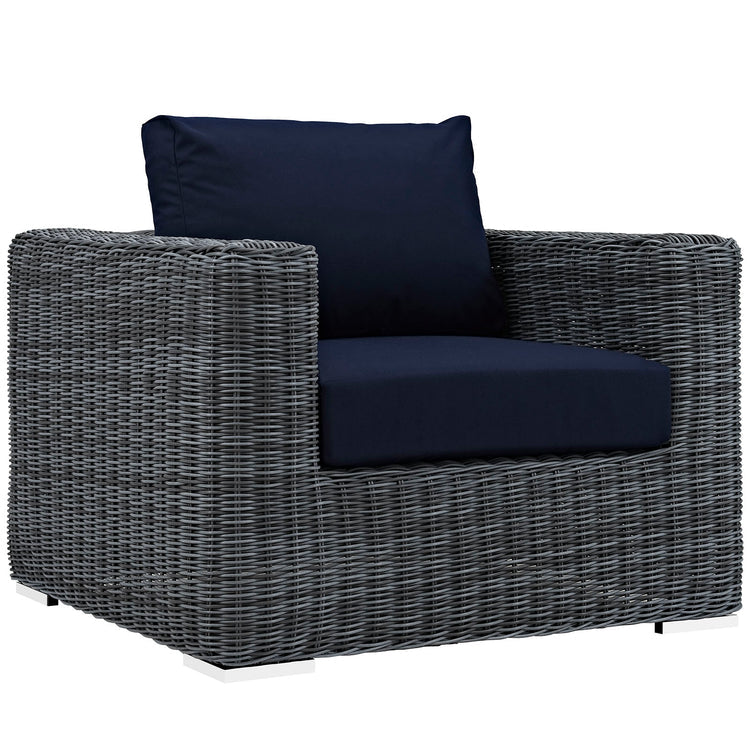 Summon 3 Piece Outdoor Patio Sunbrella® Sectional Set - Canvas Navy